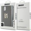 DKNY PU Leather Stack Logo Wrist Strap Zadný Kryt pre iPhone 14 Brown