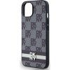 DKNY PU Leather Checkered Pattern and Stripe Zadný Kryt pre iPhone 13 Black