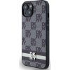 DKNY PU Leather Checkered Pattern and Stripe Zadný Kryt pre iPhone 14 Black