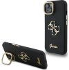 Guess PU Grained 4G Logo Stand Camera Frame Zadný Kryt pre iPhone 15 Black