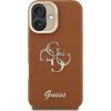 Guess PU Grained 4G Logo Stand Camera Frame Zadný Kryt pre iPhone 16 Brown