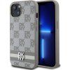 DKNY PU Leather Checkered Pattern and Stripe Zadný Kryt pre iPhone 13 Beige