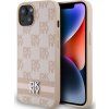 DKNY PU Leather Checkered Pattern and Stripe Zadný Kryt pre iPhone 13 Pink
