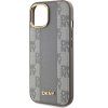 DKNY PU Leather Checkered Pattern Magsafe Zadný Kryt pre iPhone 15 Beige
