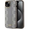 DKNY PU Leather Checkered Pattern Magsafe Zadný Kryt pre iPhone 15 Beige