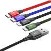 Fast 4in1 Kábel Lightning, 2x USB-C, Micro USB 3.5A 1.2m, Baseus, Čierny