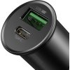 Autonabíjačka Baseus Circular Metal USB + USB-C 30W, Čierna