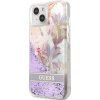 Liquid Glitter Flower kryt pre Apple iPhone 13 mini, Guess, Fialový