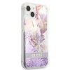 Liquid Glitter Flower kryt pre Apple iPhone 13 mini, Guess, Fialový