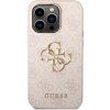 Guess PU 4G Metal Logo Zadný Kryt pre iPhone 14 Pre Pink