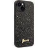 Glitter Flakes Metal Logo kryt pre Apple iPhone 14 Plus, Guess, Čierny