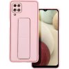 Kickstand Kožený kryt pre Samsung Galaxy A12, Ružový