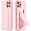 Kickstand Kožený kryt pre Samsung Galaxy A12, Forcell, Ružový