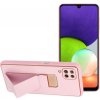 Kickstand Kožený kryt pre Samsung Galaxy A12, Ružový