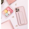 Kožený Kryt Kickstand pre iPhone 11, Ružový