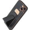 Kickstand Kožený kryt pre Apple iPhone 13, Čierny
