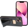 Kickstand Kožený kryt pre Apple iPhone 13, Čierny