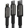 Baseus Nabíjací Kábel 3v1 USB-C, Lightning, MicroUSB 1.5m CAMLTWJ-01, Čierny