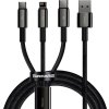 Baseus Nabíjací Kábel 3v1 USB-C, Lightning, MicroUSB 1.5m CAMLTWJ-01, Čierny