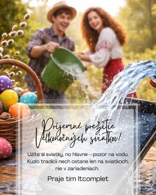 Krásne Veľkonočné sviatky vám želáme! 🐣🌿 Nech sú plné pohody, radosti a chutných tradícií—no pozor na vodu! 📱💧 Pri šibačke...