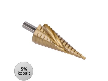 Stupňovitý kužeľový vrták HSS M35 TiN  4-32, 3 ploché bočné úchopy