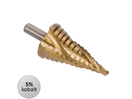 Stupňovitý kužeľový vrták HSS M35 TiN  6-35, 3 ploché bočné úchopy