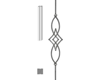 Tyč:950x170mm, materiál 12x12mm, ornament 590x170mm