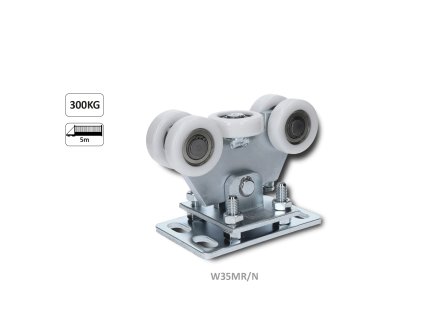 Vozík pre C-profil 80x80x5/4mm výškovo nastaviteľný, 5x polyamidové koliesko s ložiskom 6204ZZ, galvanické zinkovanie