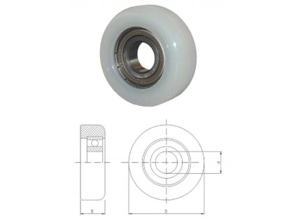 Polyamidové koliesko D-68, d-20, B-22mm s ložiskom