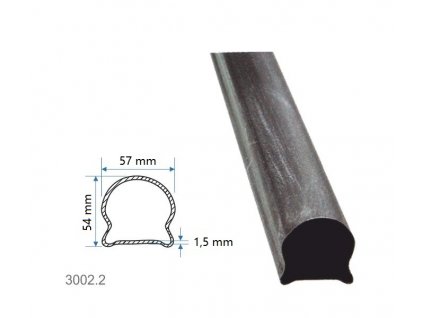Madlová tyč dutá 57x54x1,5mm, hladká, 6000mm, cena za KUS