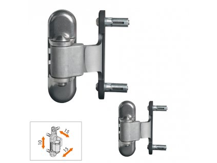 LOCINOX® 3DM 2ks záves pre brány do 150 kg, otvárateľný do 180° nastaviteľný 3D, nerezová oceľ