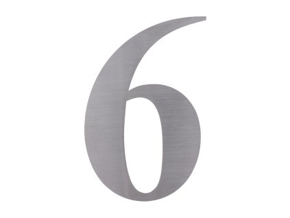 Číslo domové 6, (156x1.5mm), s 3M páskou, brúsená nerez K320 / AISI 304