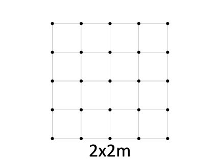 Montážna sada pre zelenú stenu - nerez, rozmer 2x2m. Set obsahuje: EB1-GW01 (25ks), PVC-LA4 (20ks), EB2-LA4 (25m)