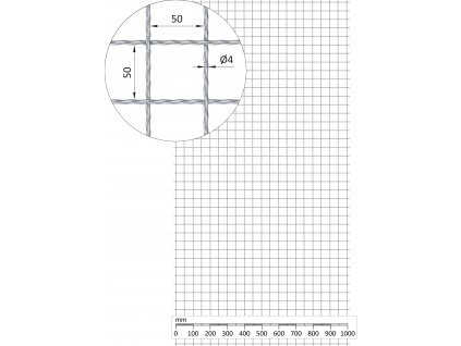 Rebierkové pletené sito - rovné, oko: 50x50mm, priemer pletiva 4mm, rozmer 1000x2000mm, materiál: Nerez /AISI 304