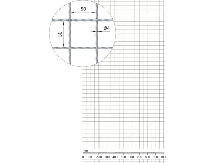 Rebierkové pletené sito - rovné, oko: 50x50mm, priemer pletiva 4mm, rozmer 1000x2000mm, žiarovo pozinkované