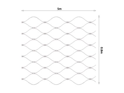 Nerezová lanková sieť, 0,8m x 5m (šxd), oko 50x50 mm, hrúbka lanka 2mm, AISI316, sieť nie je ukončená očkami na prevlečenie lanka