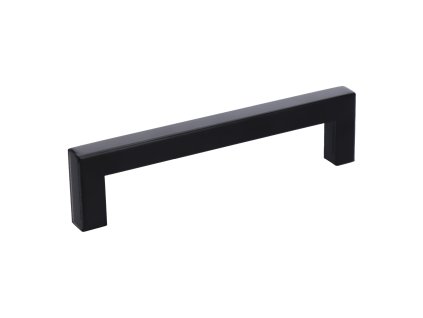 Nerezová úchytka (madlo) pre rozteč 128mm (140x128mm madlo 12x12mm, výška 32mm), dutá, farba: čierna, nerez K320 /AISI304, balenie obsahuje skrutky