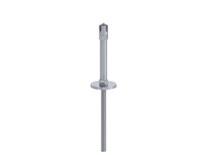 Príruba (stredová) na fasádnu lankovú stenu, odsadenie 150mm, s dvomi otvormi na lanko ø 5mm, nerez AISI 304