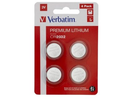 Batérie VERBATIM Lithium CR2032, 3V, 4 kusy v balení, pre diaľkové ovládače: KEY, NICE, WHYEVO