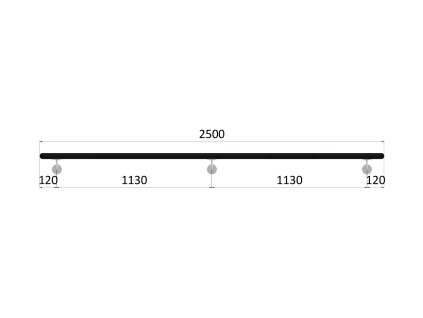 Madlo drevené (2500mm), materiál: buk, brúsený povrch s čiernym náterom RAL 9005, set: 3 ks úchyt, madlo s ukončením
