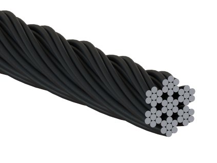 Nerezové lanko ø 6mm (7x7 dr.) /AISI316, farba: čierna