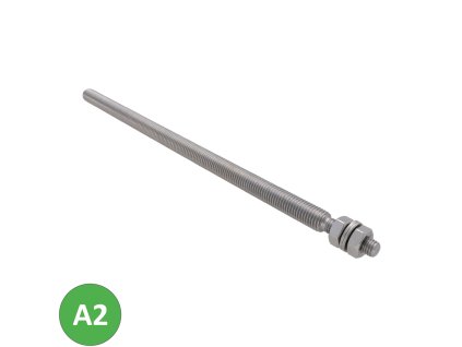 Nerezový závitový kolík, M14/M10, vrátane matíc a podložiek