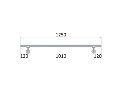 Led madlo 1250mm /brúsená nerez K320 /AISI304 (set: 2ks úchyt, madlo ø 42.4mm s ukončením a hlinikový profil na led pás), bez LED pásu