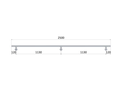 Led madlo 2500mm /brúsená nerez K320 /AISI304 (set: 3ks úchyt, madlo ø 42.4mm s ukončením a hlinikový profil na led pás), bez LED pásu