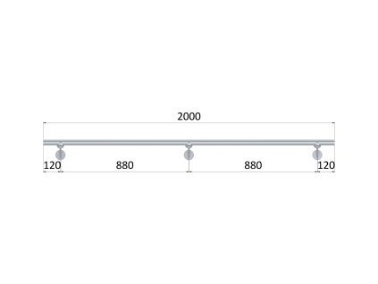 Led madlo 2000mm /brúsená nerez K320 /AISI304 (set: 3ks úchyt, madlo ø 42.4mm s ukončením a hlinikový profil na led pás), bez LED pásu