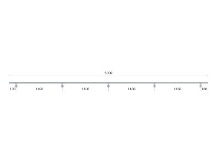 Led madlo 5000mm /brúsená nerez K320 /AISI304 (set: 5ks úchyt, madlo ø 42.4mm s ukončením a hlinikový profil na led pás), bez LED pásu