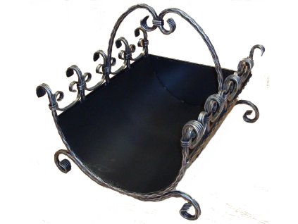 Kôš na drevo 520x450x400 mm čierny + strieborná patina kôš na drevo 520x450x400 mm čierny + str
