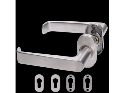 Kľučka vrátane dolnej rozety, L-124mm, brúsená AISI304