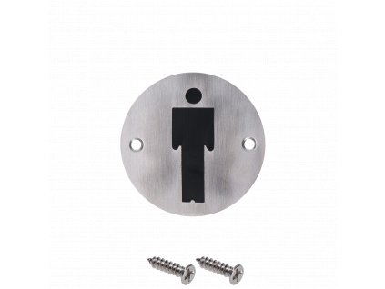 Nerezový piktogram `Páni`, okrúhly, rozmery: ø75x1.2mm, brúsená nerez K320 / AISI304