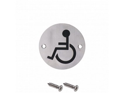Nerezový piktogram `Invalid`, okrúhly, rozmery: ø75x1.2mm, brúsená nerez K320 / AISI304